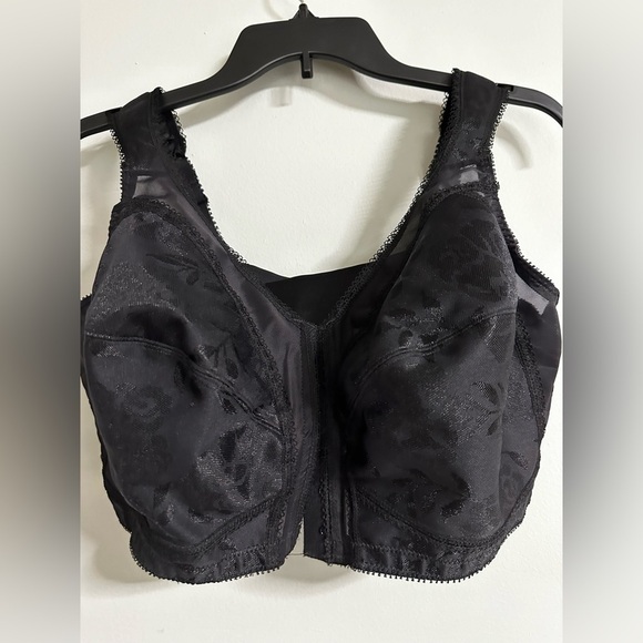 Playtex 18 Hour Bra 44D Wireless Black Front Close 4695 Back Support Minimizer - Picture 5 of 15